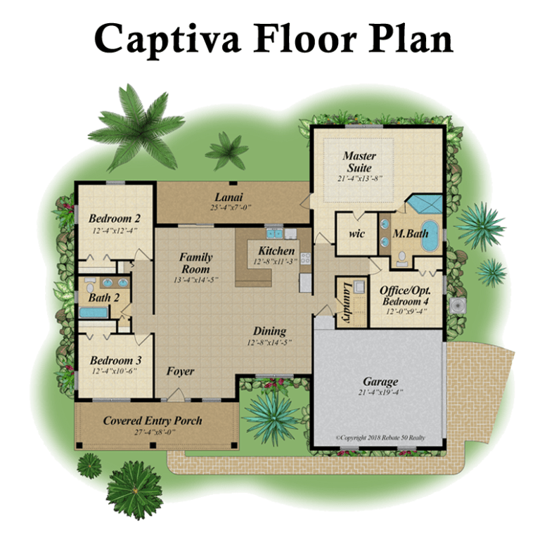 New Homes in Titusville FL at Mossy Oaks-Captiva Model-Floor Plan