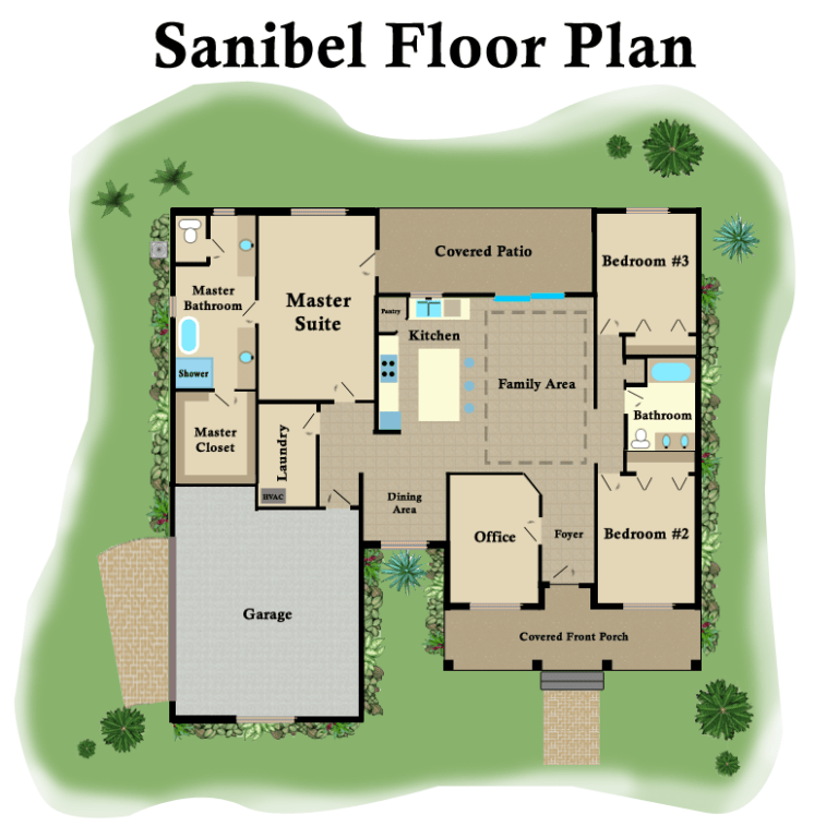 New Homes in Titusville FL at Mossy Oaks-Sanibel Model-Floor Plan